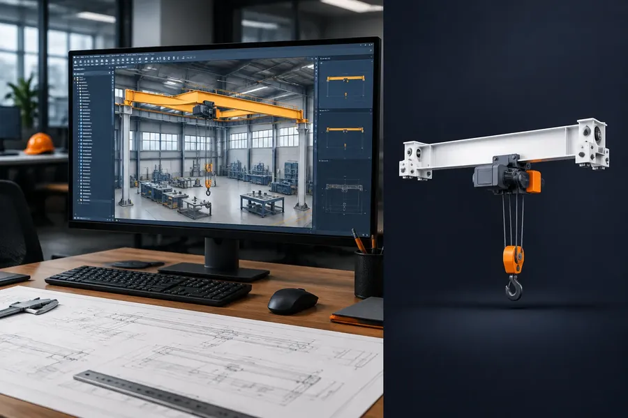 Проект крановой системы в цехе — 3D-модель от ГлобалТех