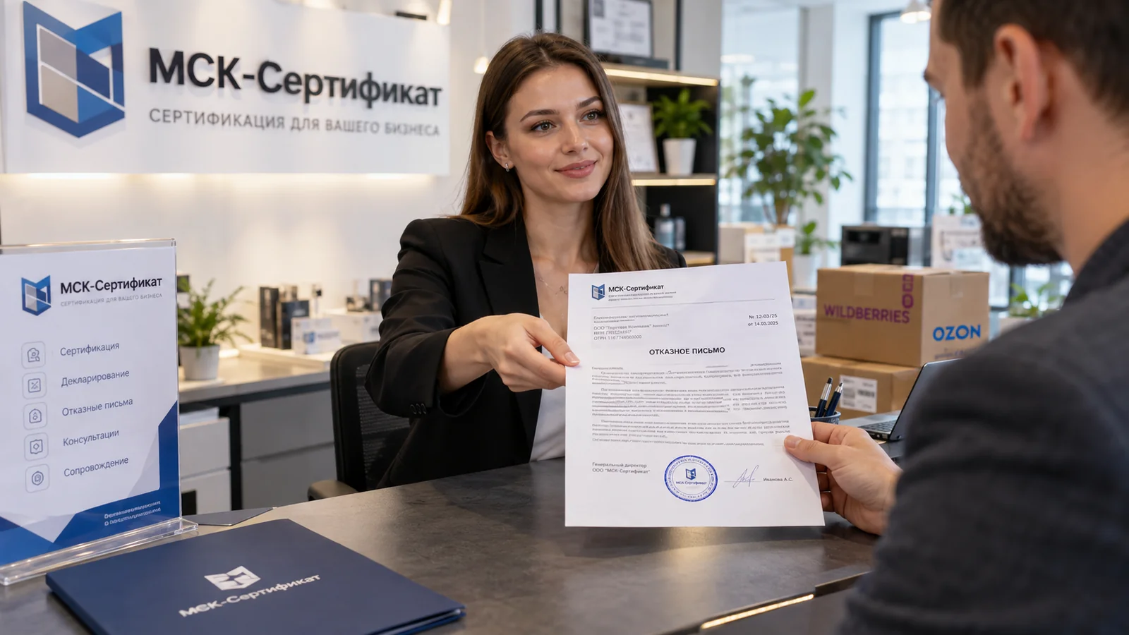 Отказное письмо на продукцию в офисе центра сертификации