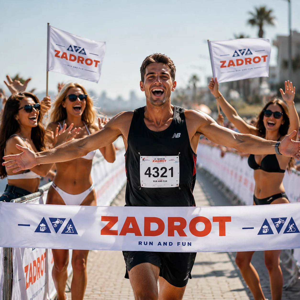 Встречающие на финише с флагами ZADROT MULTISPORT TEAM