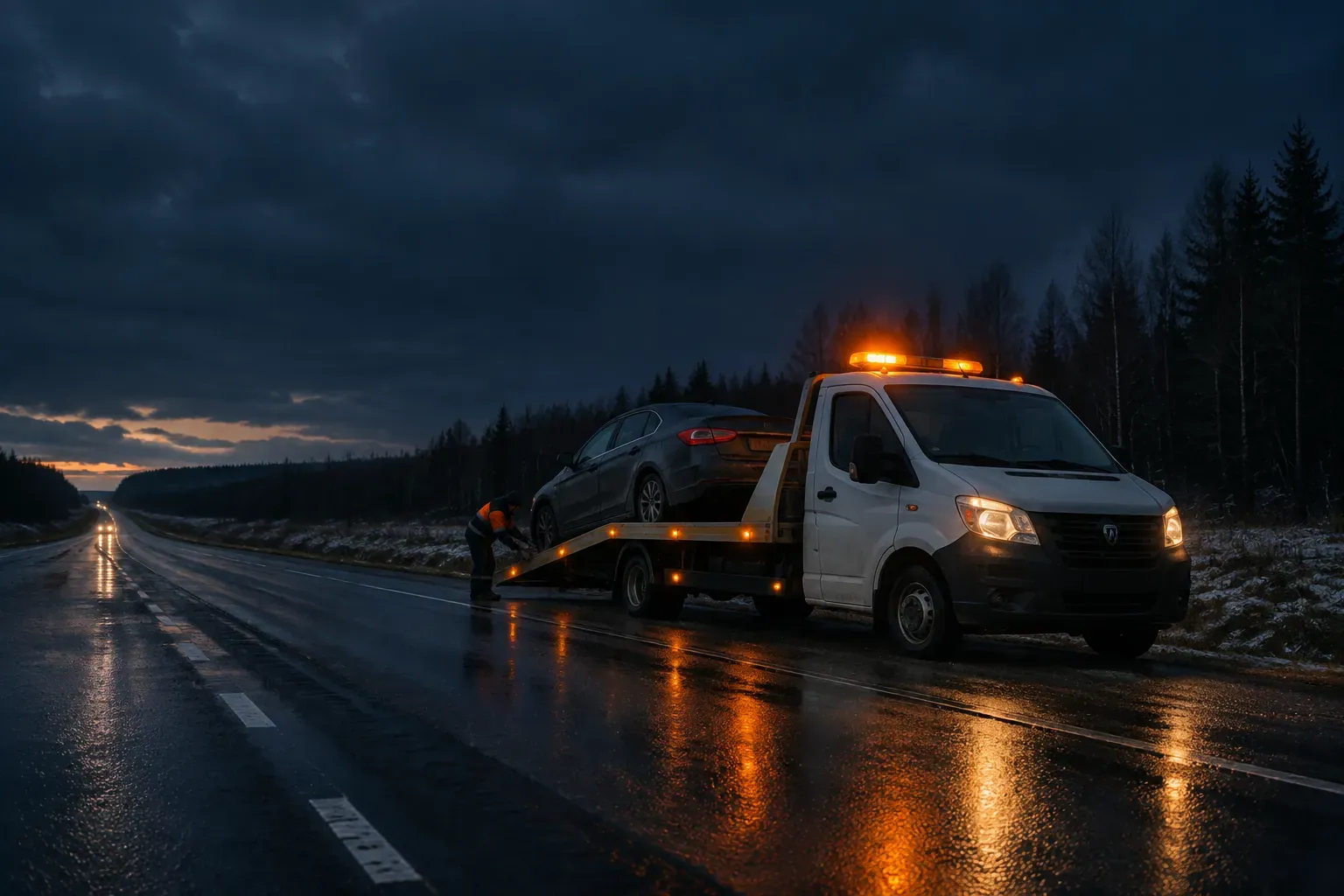 Эвакуация автомобиля на дороге