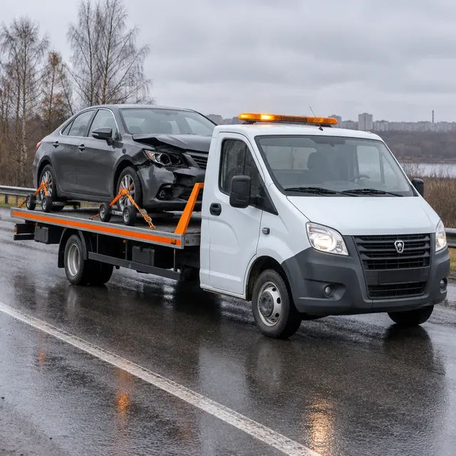 Эвакуация легкового авто после ДТП в Рузе