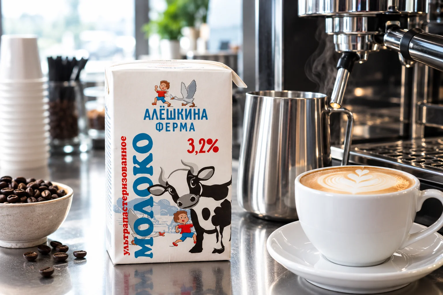 Молоко «Алёшкина ферма» 3,2%, 1000 мл