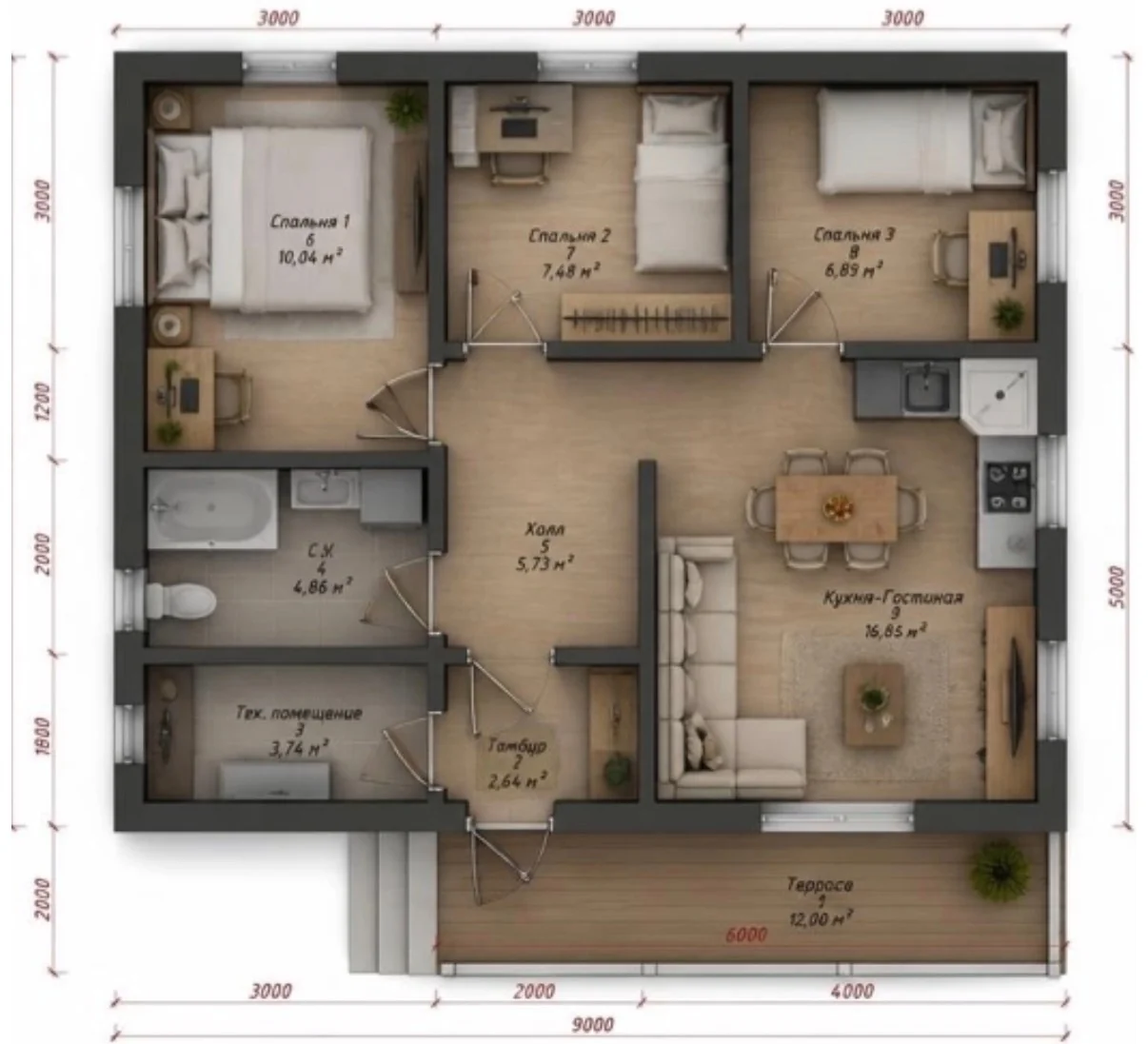 Дачный дом «Уютный» 60 м², вид сзади