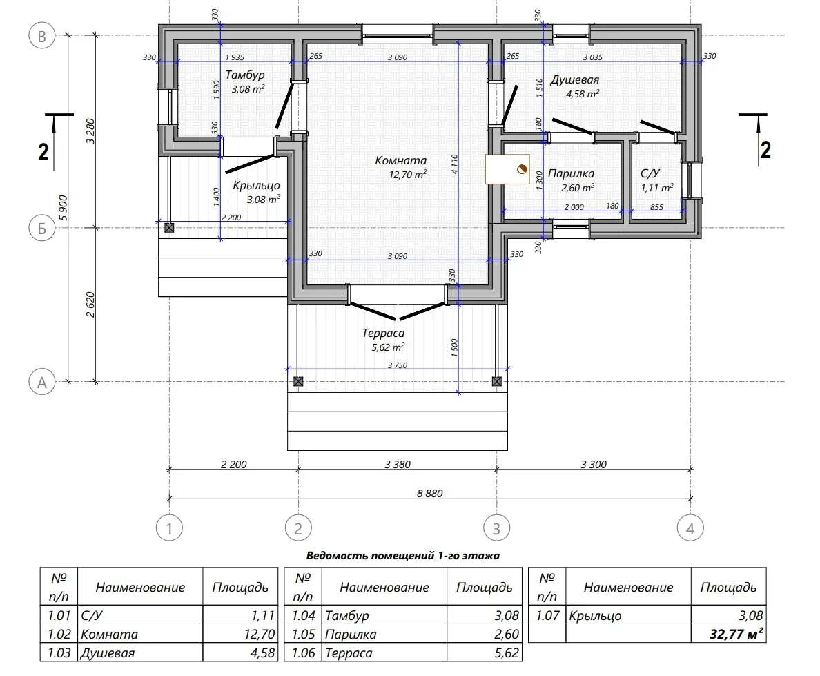 Баня с террасой 30 м² — фото 4