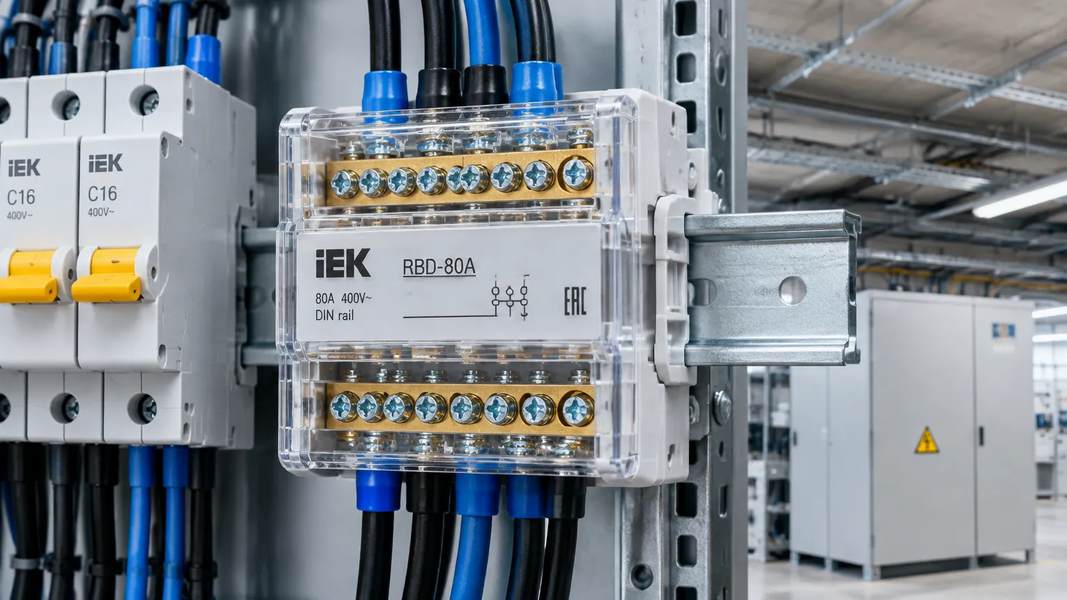 Распределительный блок на DIN-рейку IEK РБД-80А