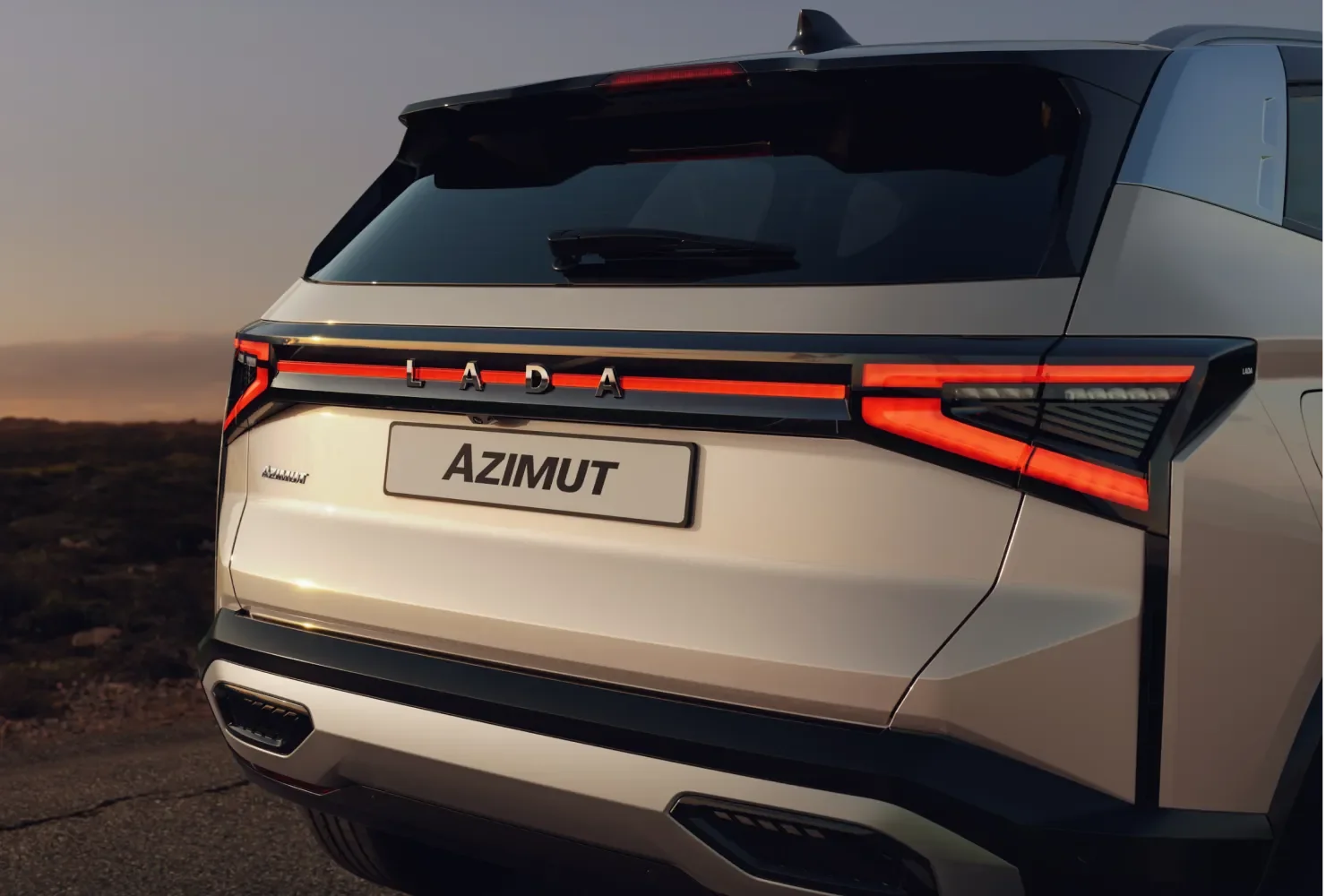 Макроснимок кожаной строчки на руле и креслах LADA Azimut