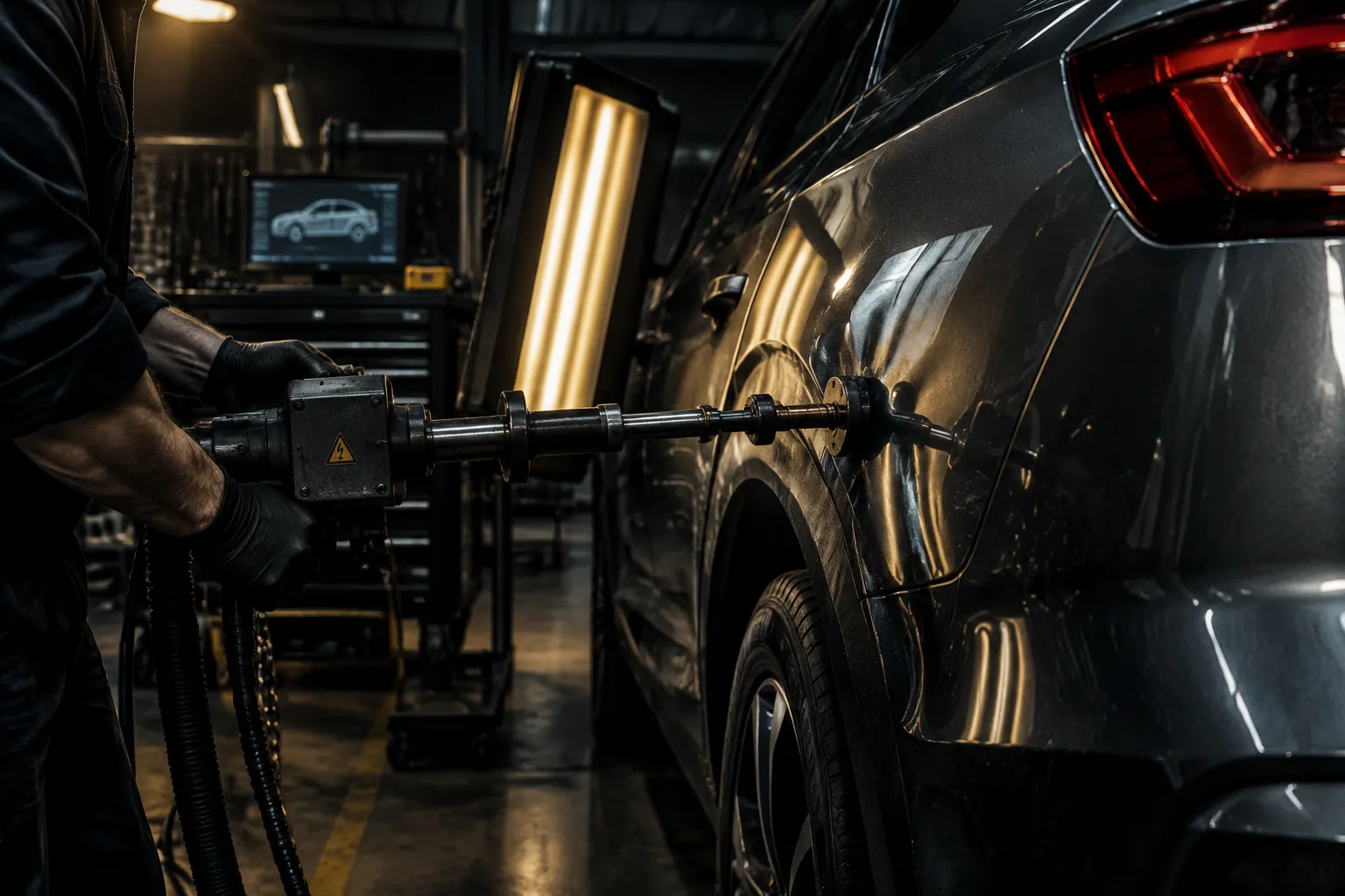 Восстановление геометрии заднего крыла Hyundai Solaris