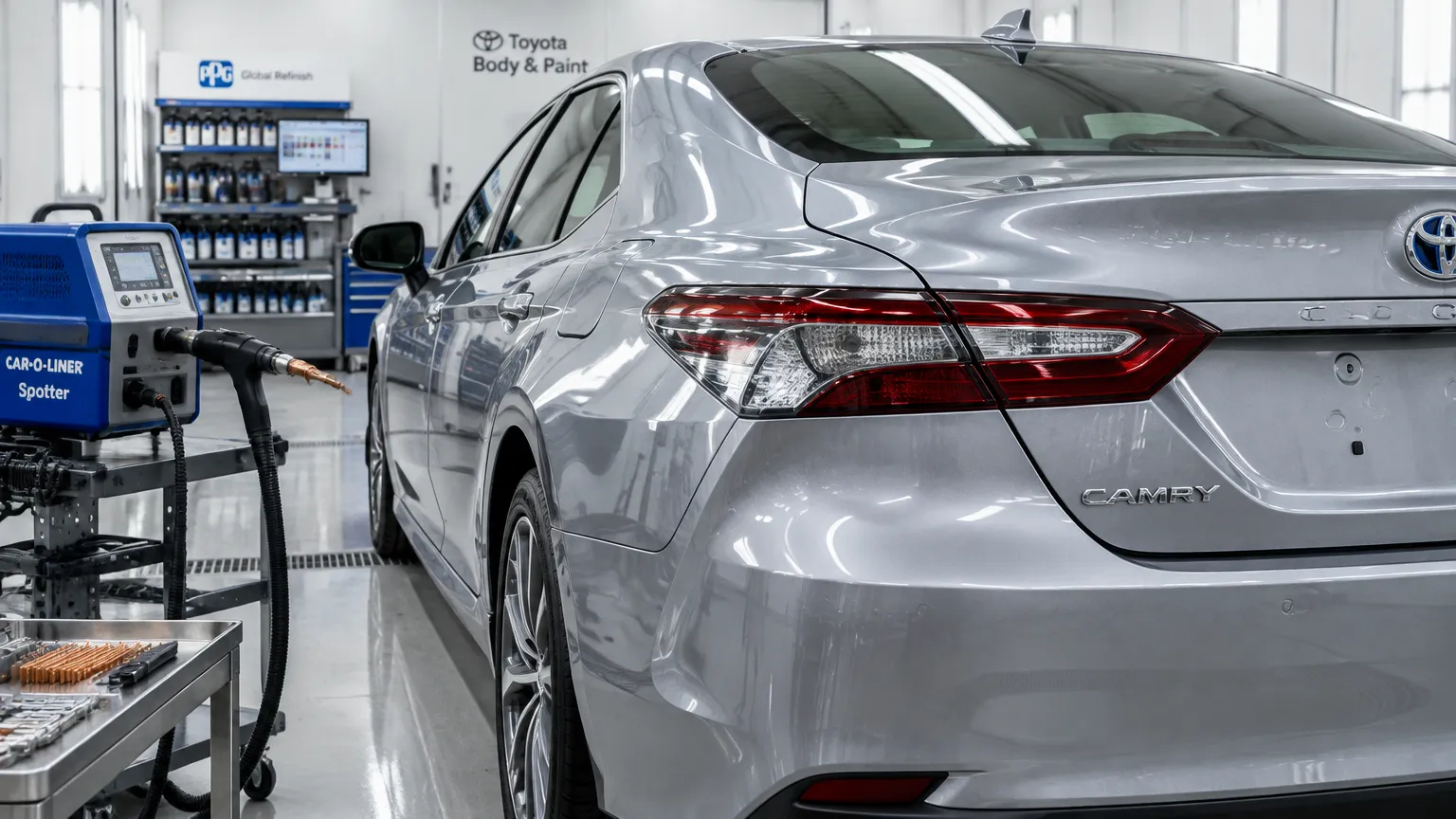 Локальная окраска и выравнивание крыла седана Toyota Camry