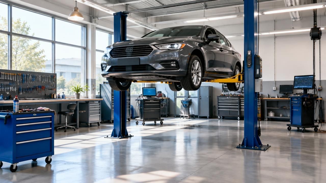 Чистая и оборудованная сервисная зона автосервиса Автомеханика 98