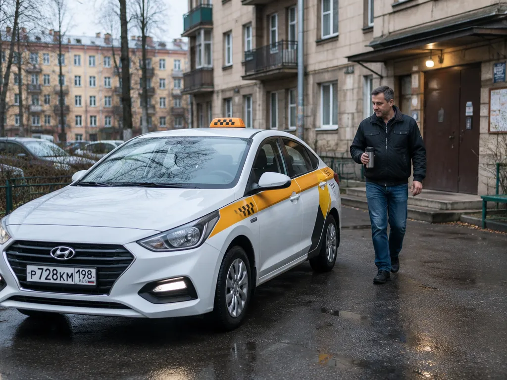 Автомобиль такси M2Авто на домашнем хранении возле дома водителя в Санкт-Петербурге