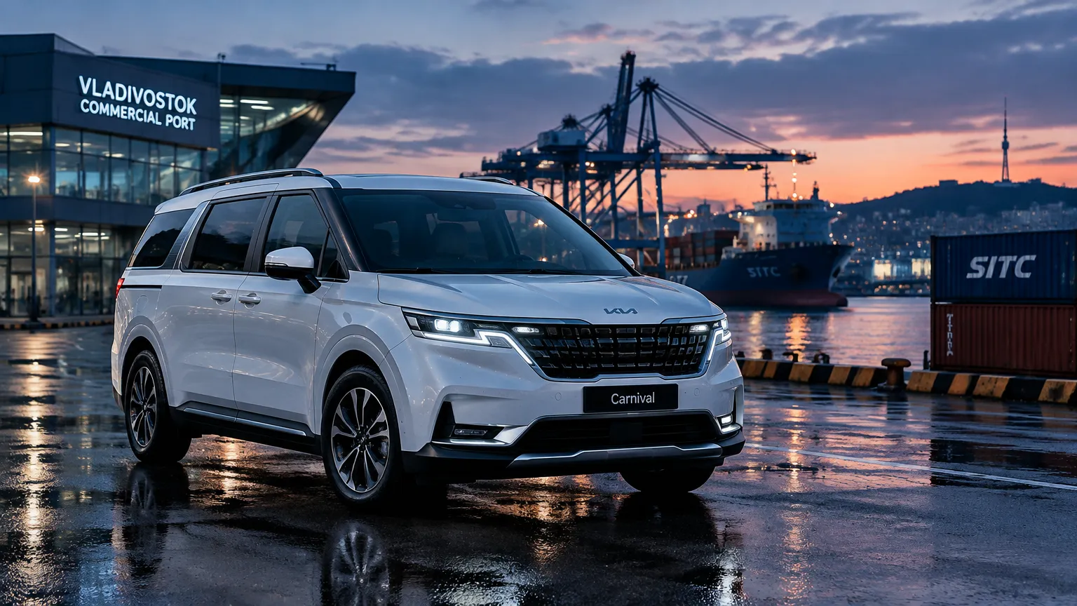 Kia Carnival 2.2D 2021 года в портовом терминале