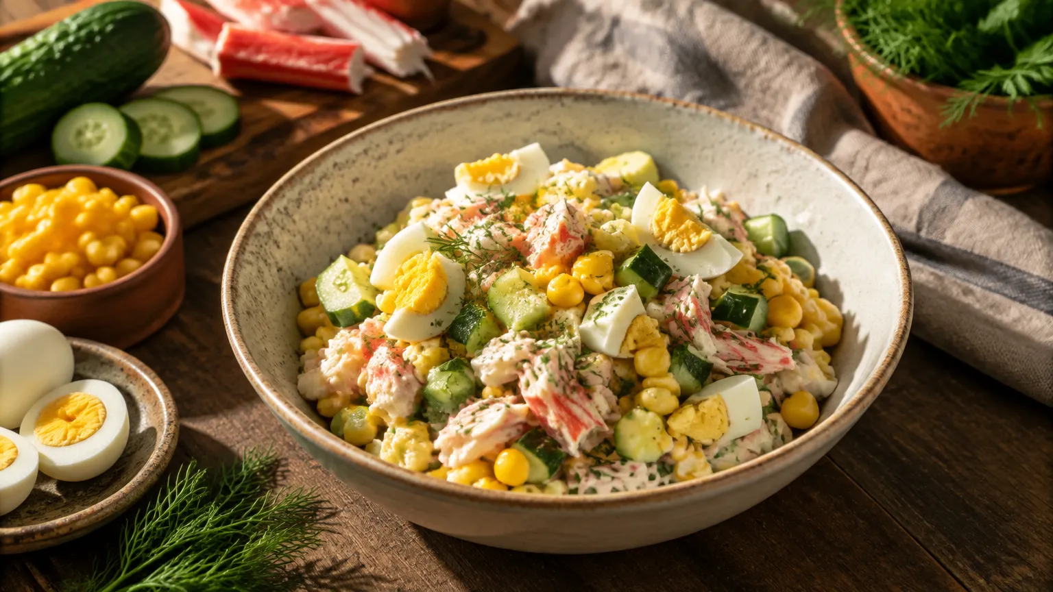 Крабовый салат с кукурузой