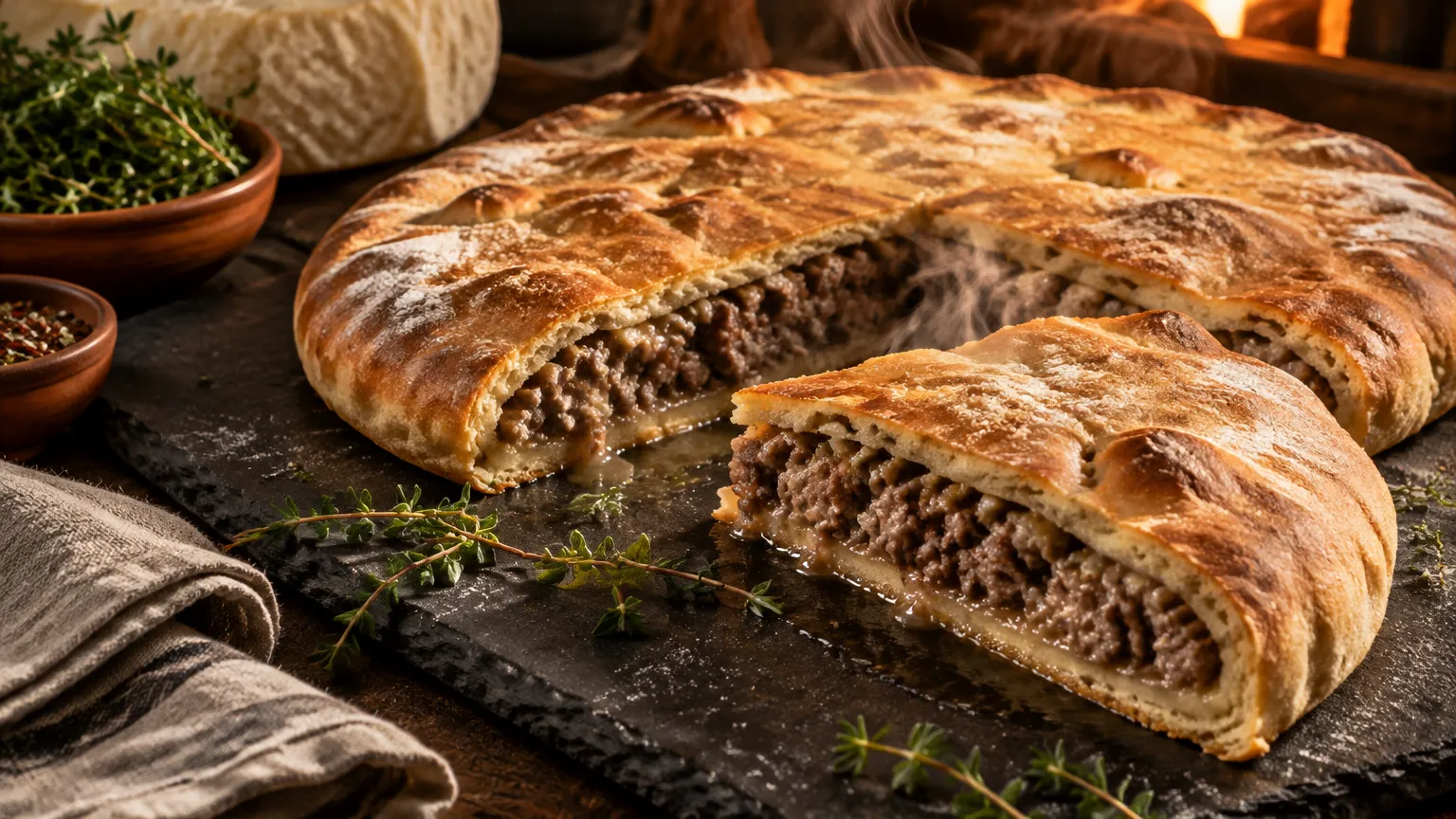 Пирог с рубленым мясом (Фыдджин)