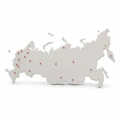 Карта России с отметками удалённой работы